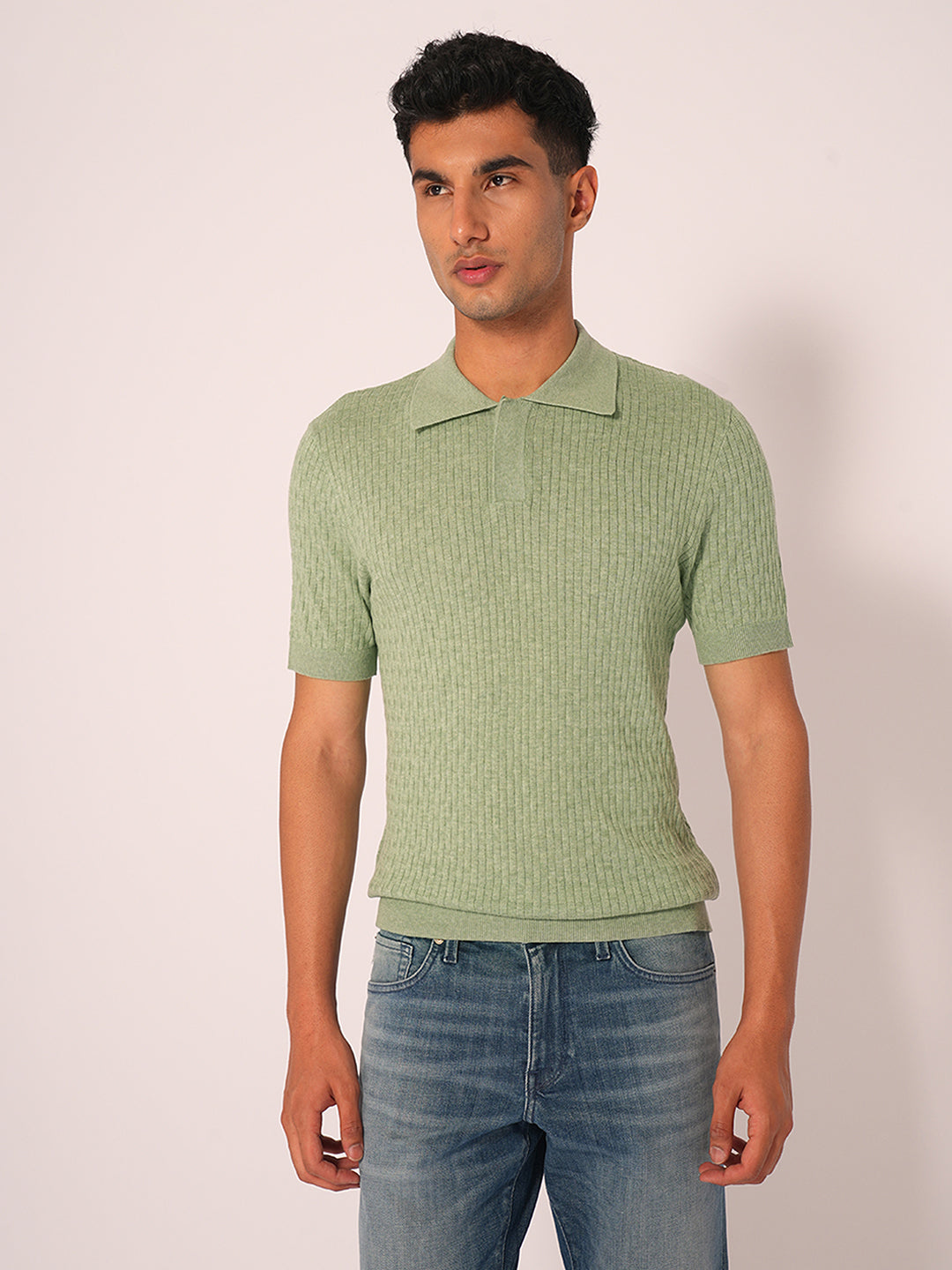 Green Organic Cotton Knitted Polo