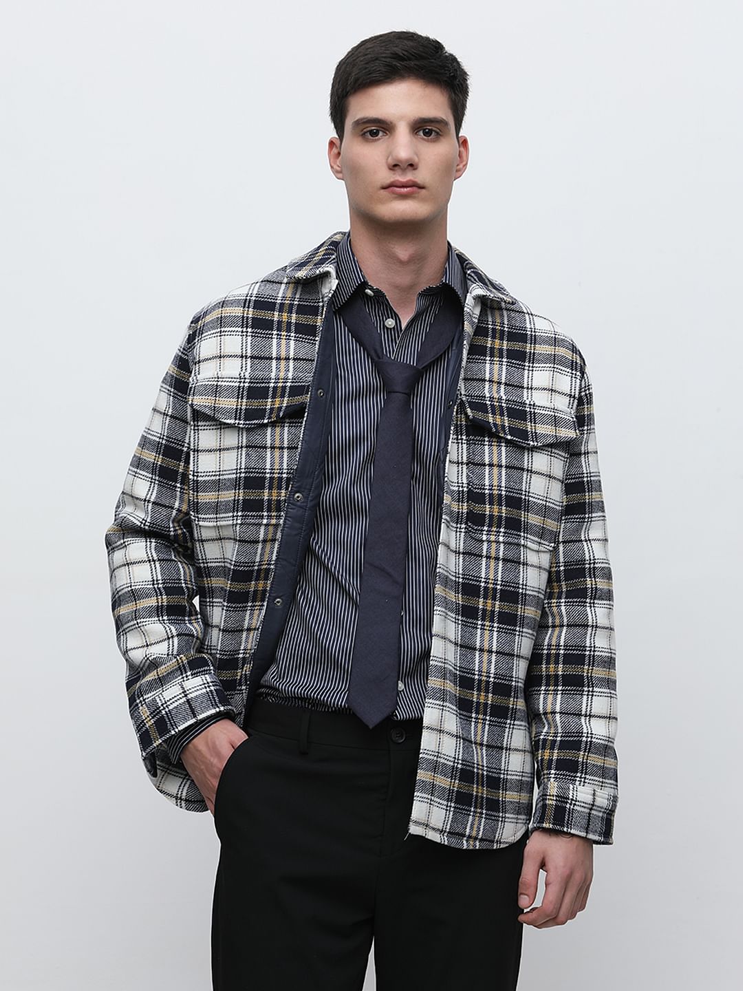 Dark Blue Striped Slim Fit Shirt