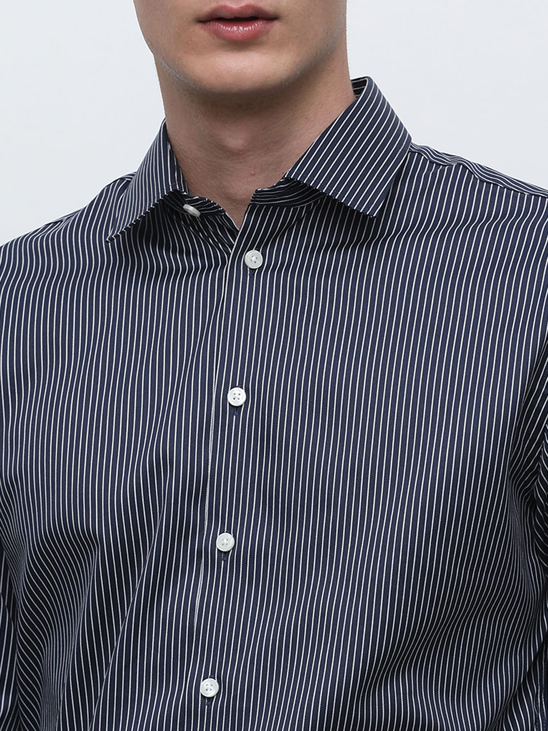 Dark Blue Striped Slim Fit Shirt