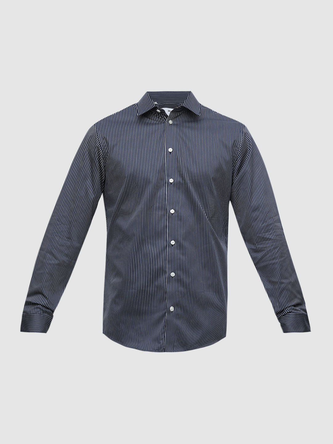 Dark Blue Striped Slim Fit Shirt