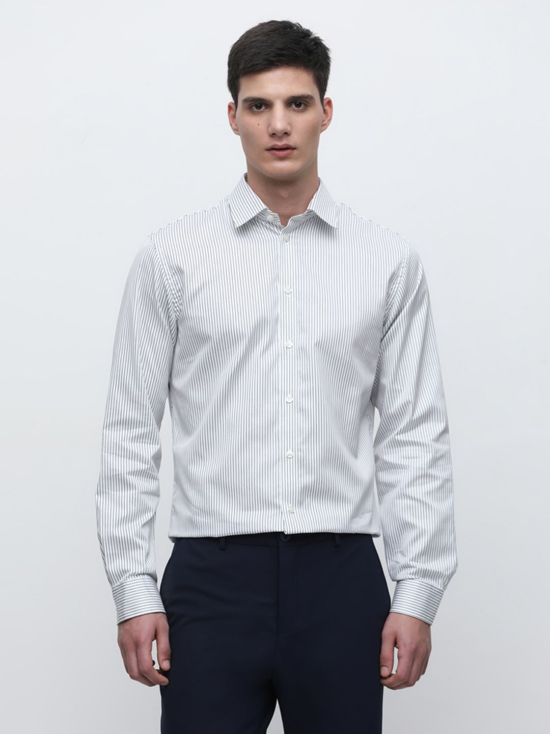 White Striped Slim Fit Shirt