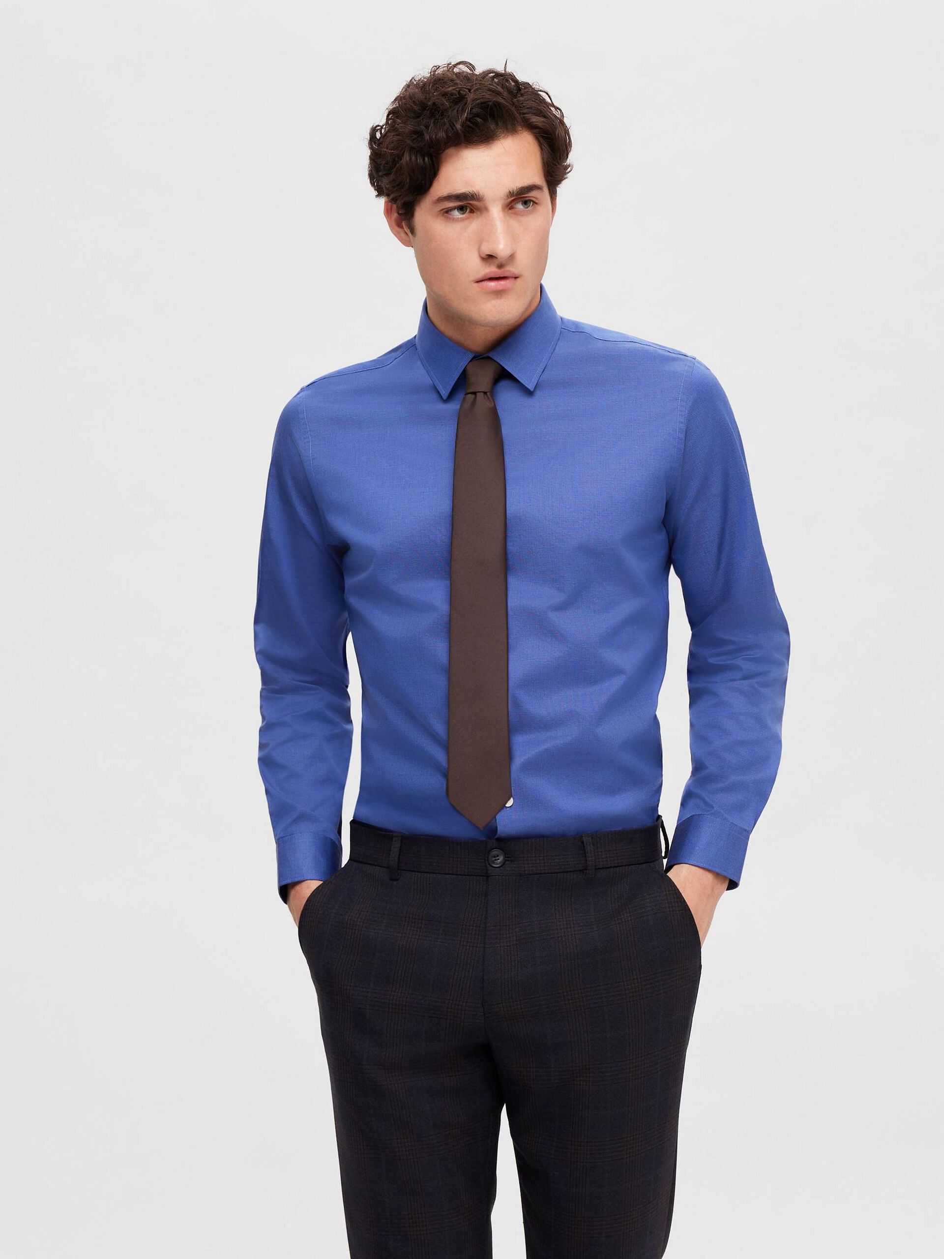 Blue Slim Fit Full Sleeves Shirt