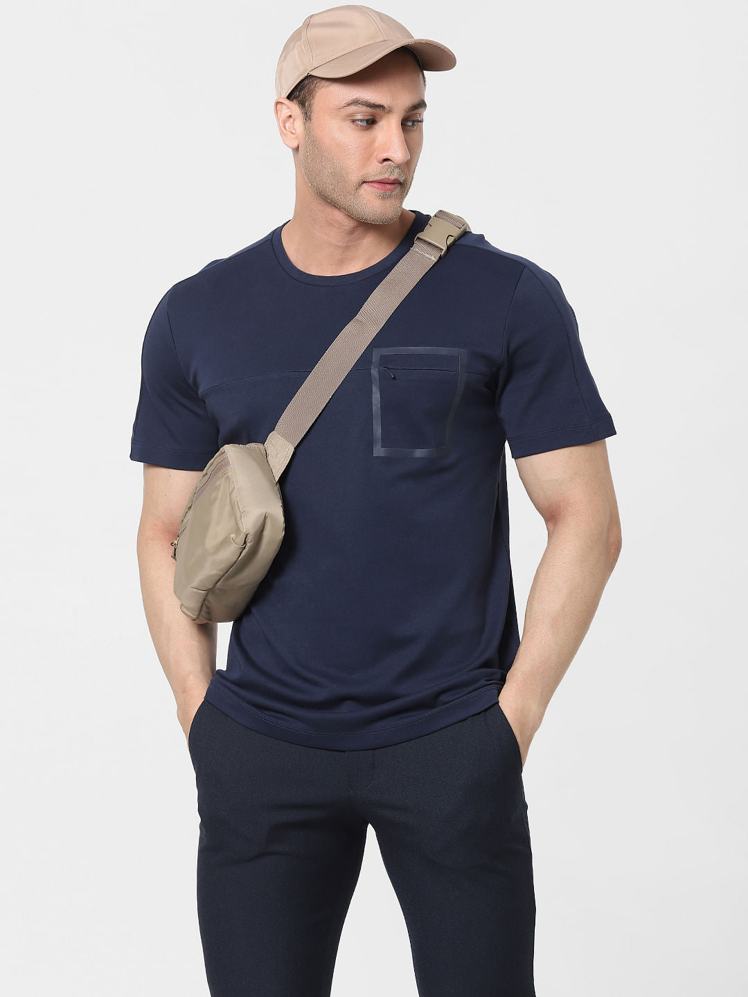 Blue Organic Cotton Crew Neck T-Shirt
