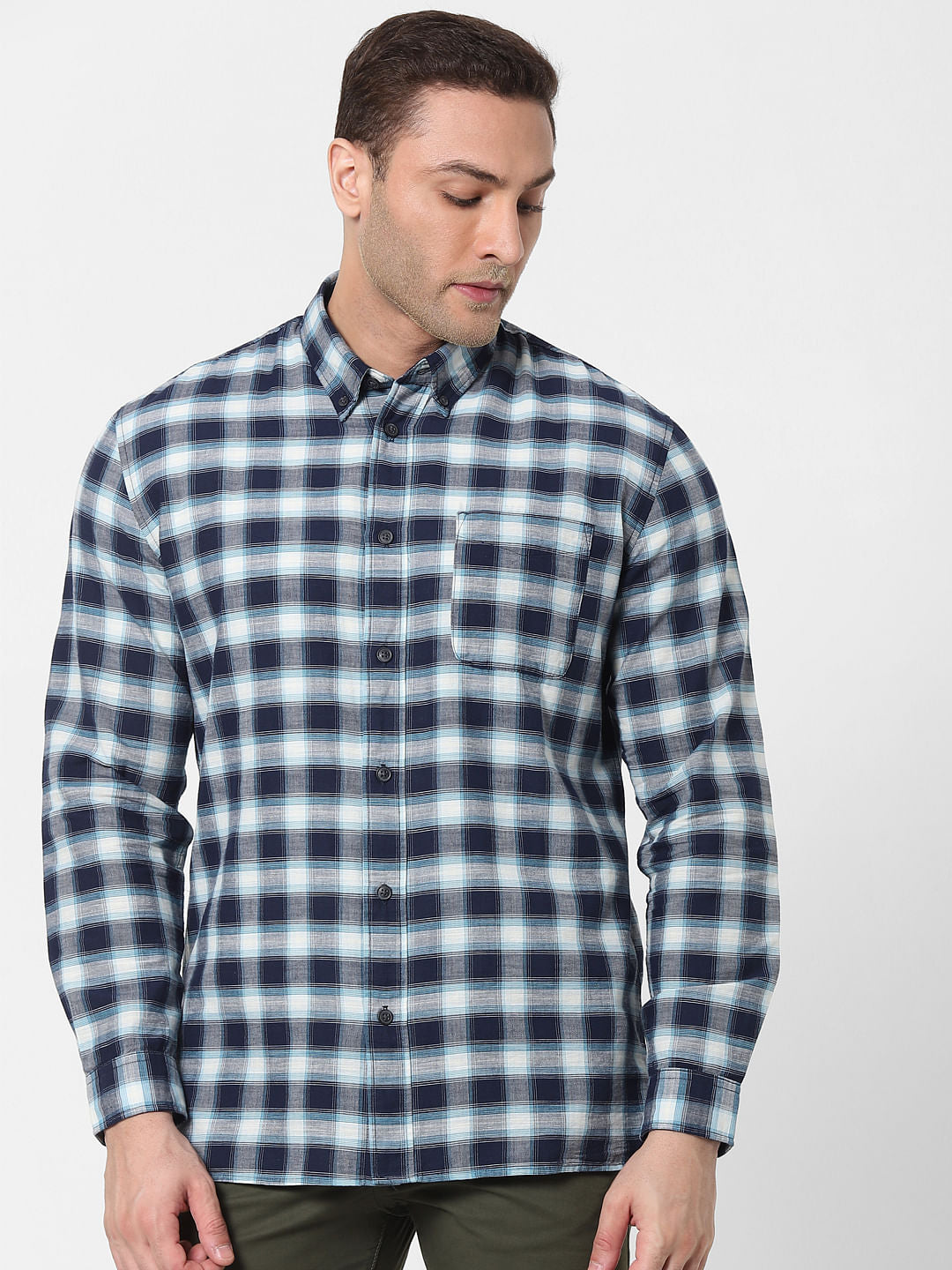 Blue Check Organic Cotton Full Sleeves Shirt