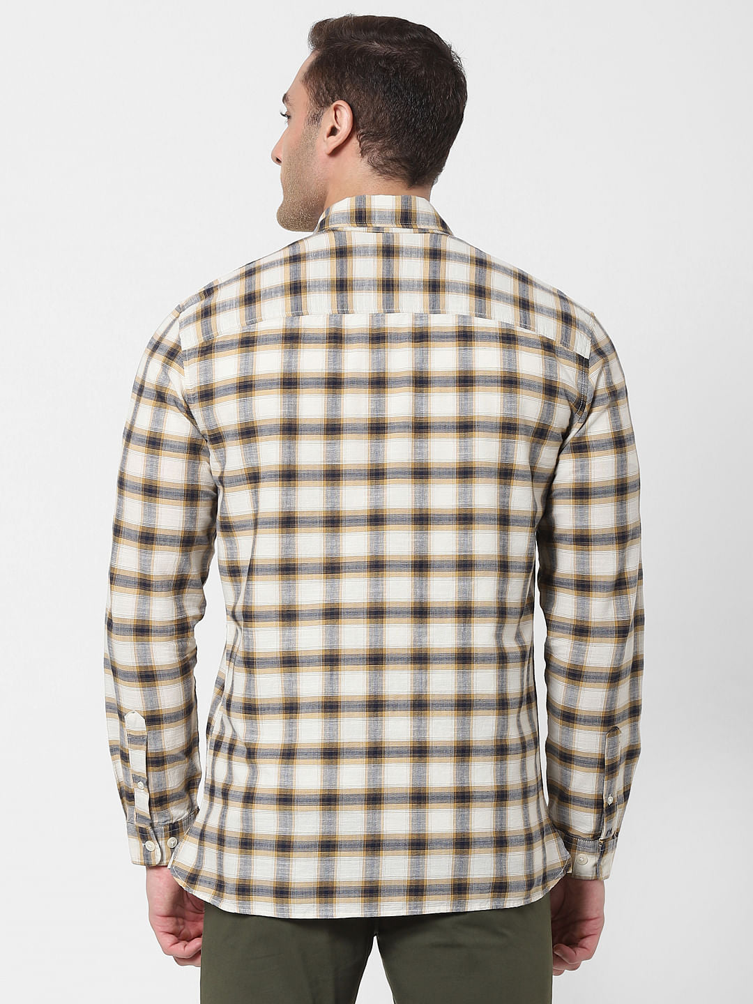 Beige Check Organic Cotton Full Sleeves Shirt