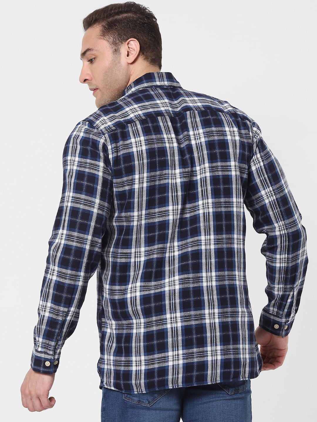 Dark Blue Check Organic Cotton Full Sleeves Shirt