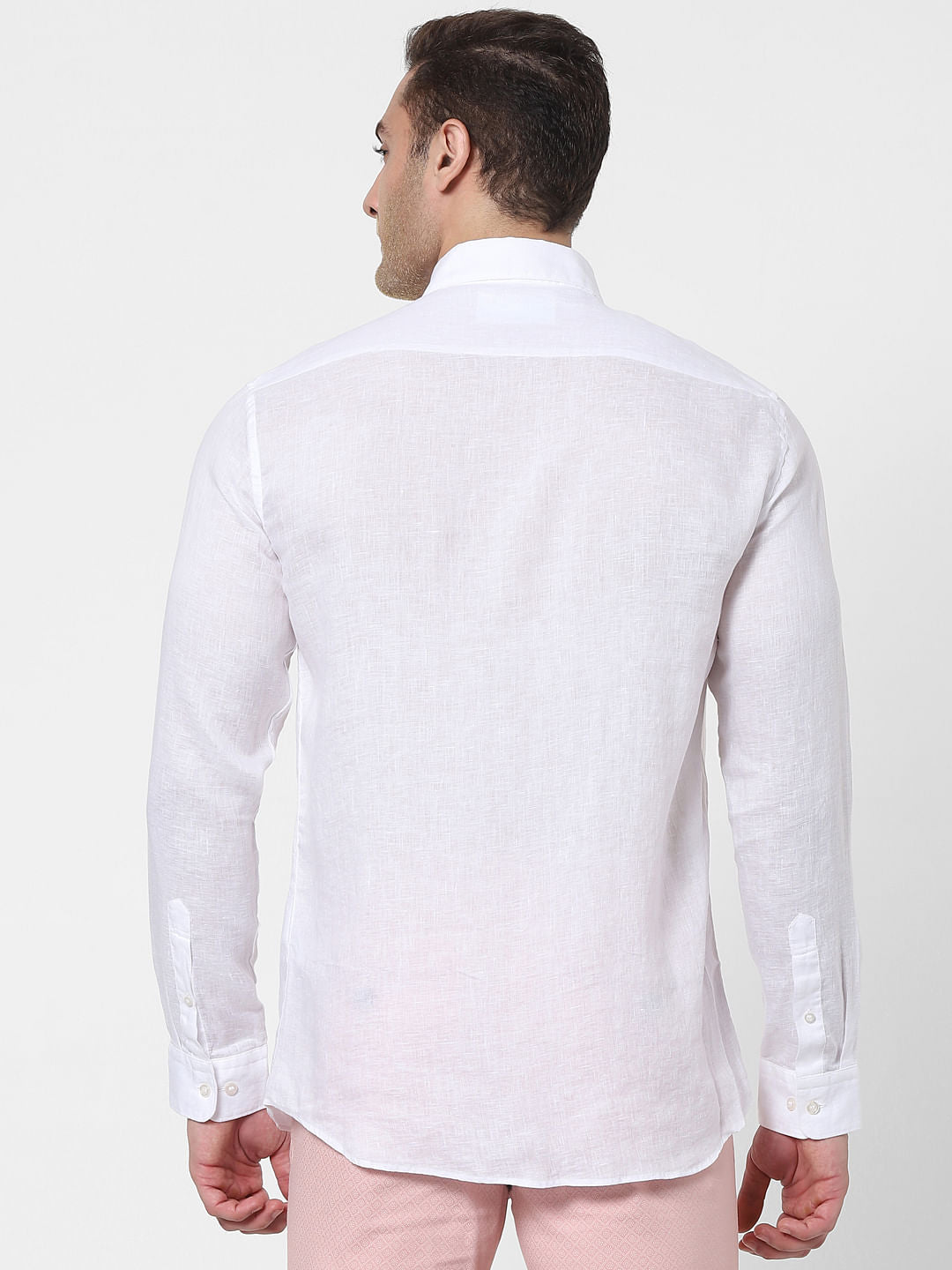 White Full Sleeves Linen Shirt