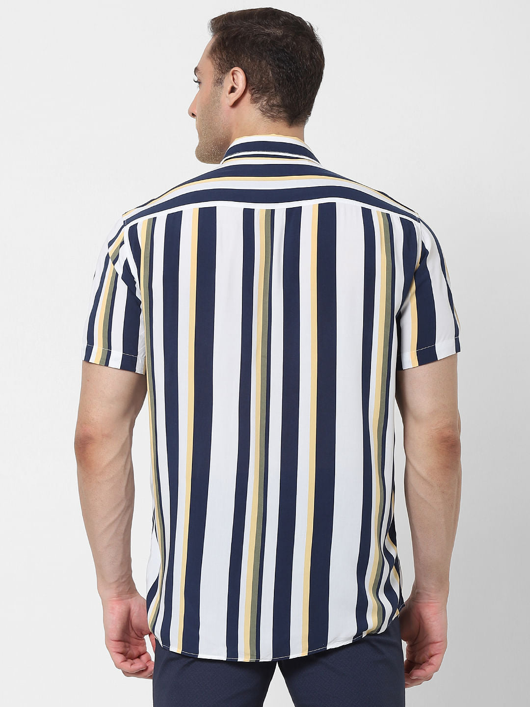 White Striped Short Sleeves Shirt