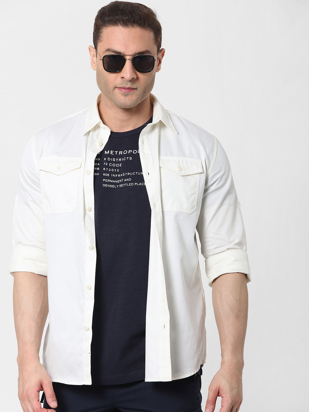 Blue Text Print Organic Cotton Crew Neck T-Shirt