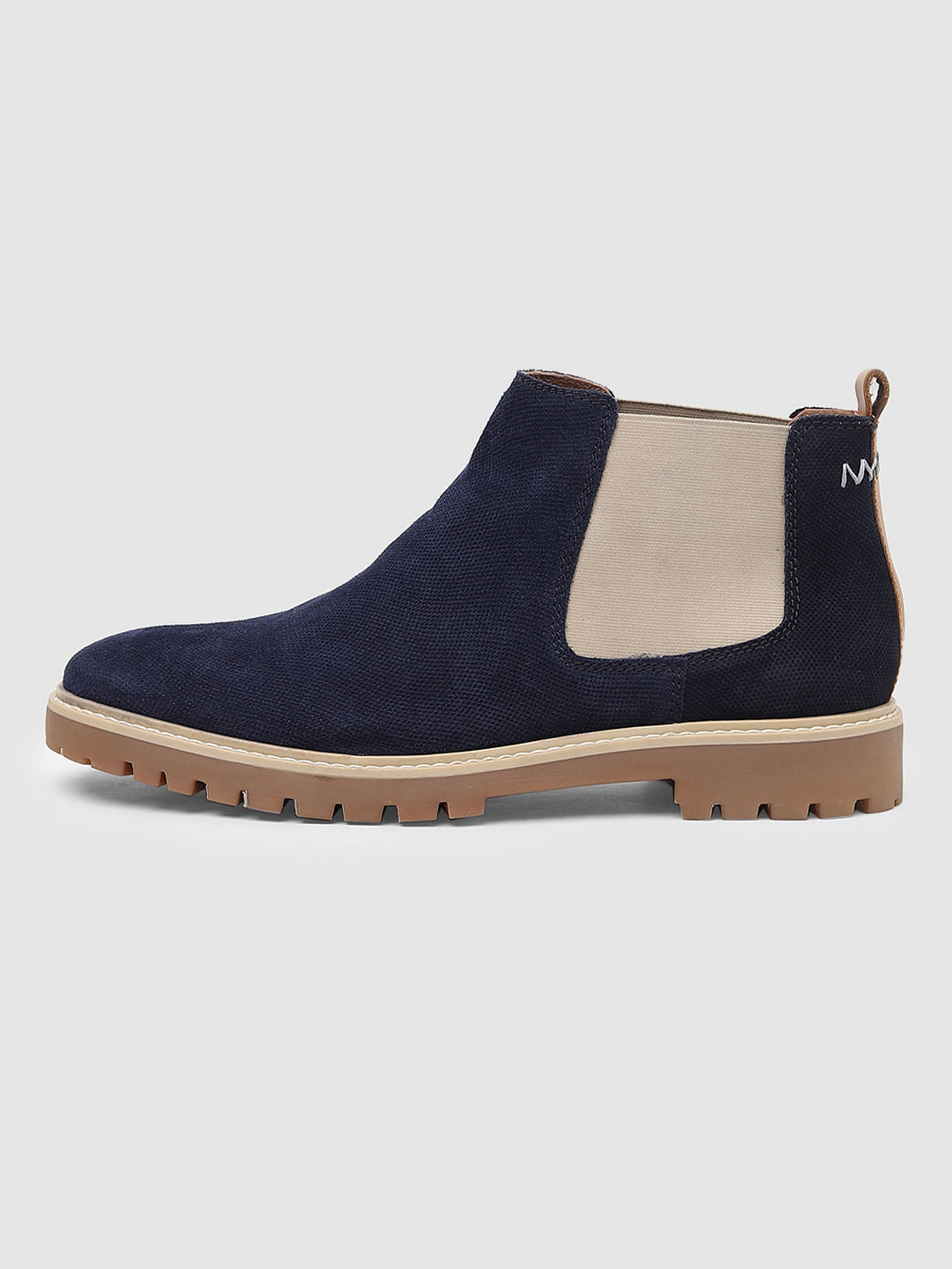 Navy Blue Colourblocked Chelsea Boots