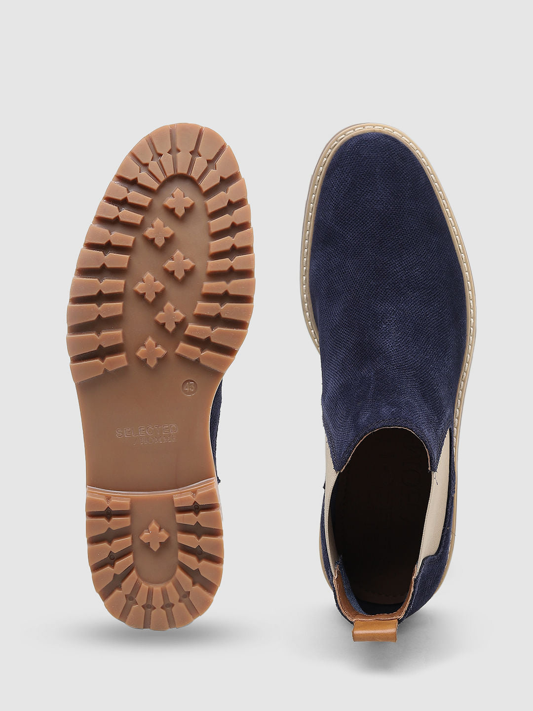 Navy Blue Colourblocked Chelsea Boots