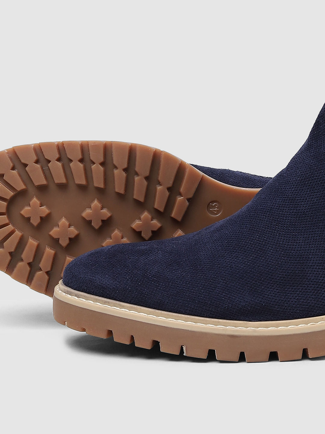 Navy Blue Colourblocked Chelsea Boots