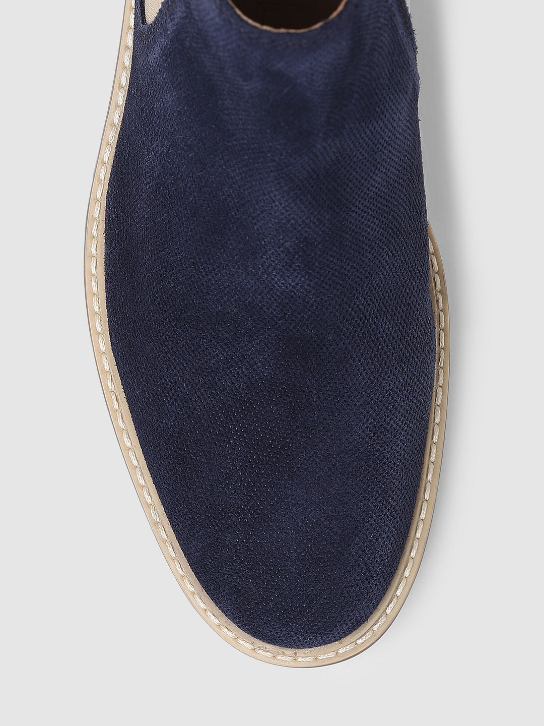 Navy Blue Colourblocked Chelsea Boots