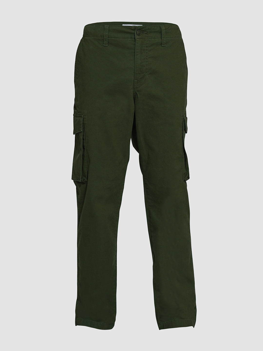 Green Cotton Regular Fit Cargo Pants