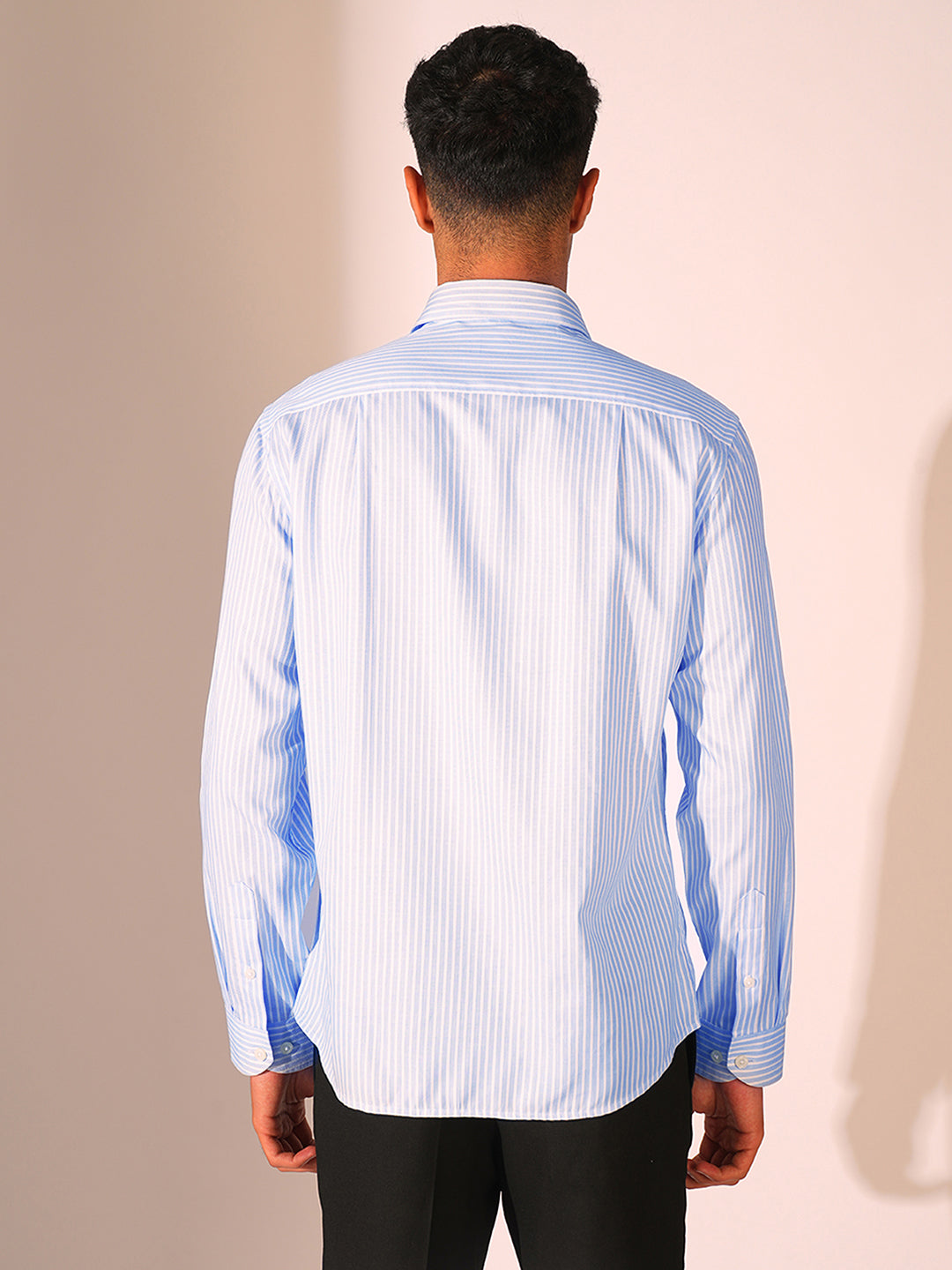 Light Blue Striped Regular Fit Shirt