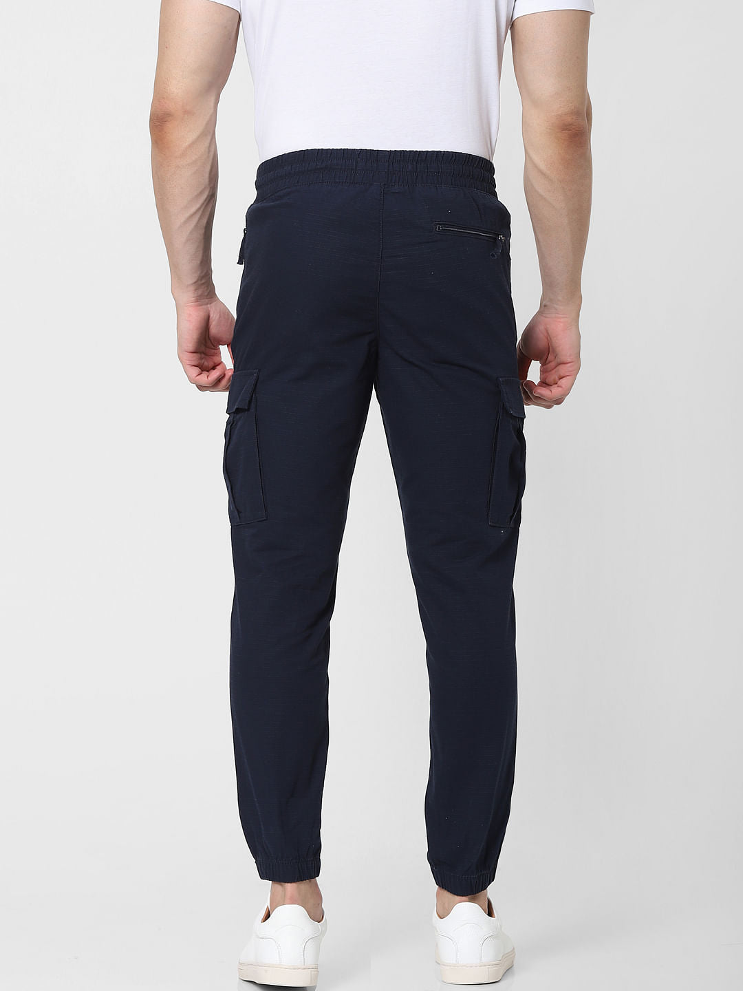 Blue Mid Rise Tapered Fit Pants