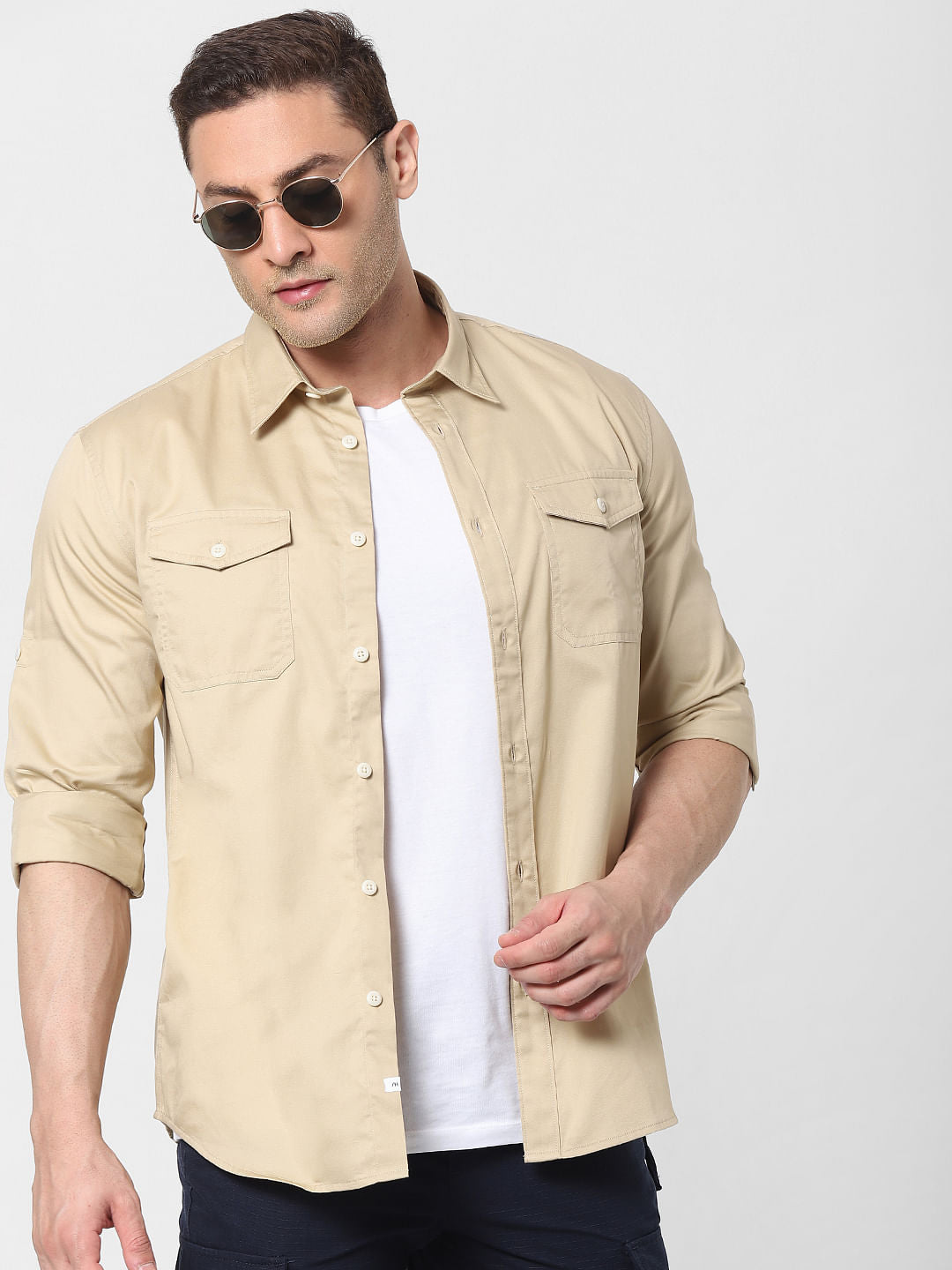Beige Full Sleeves Shirt