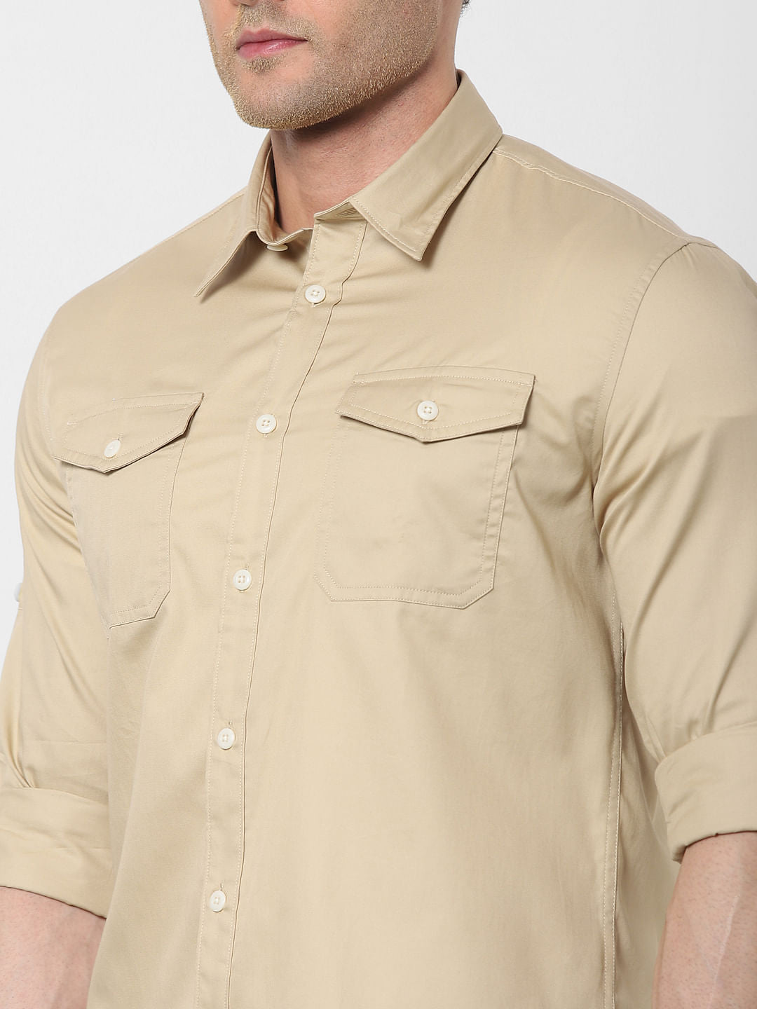 Beige Full Sleeves Shirt