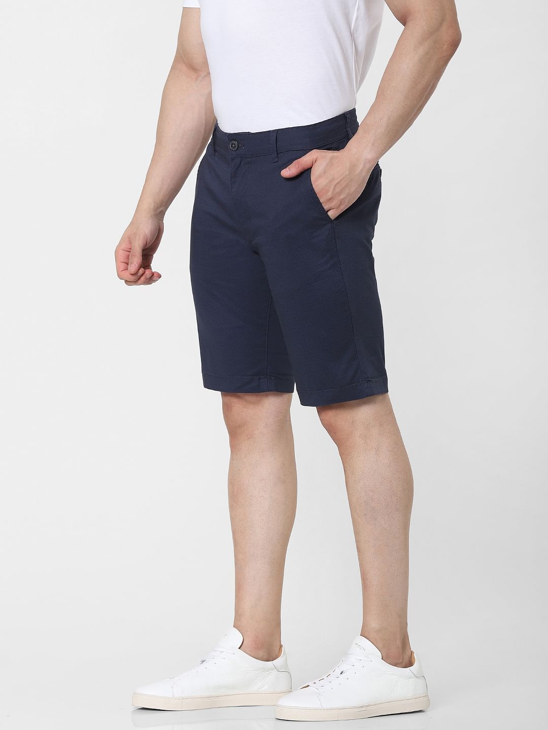 Blue Mid Rise Chino Shorts