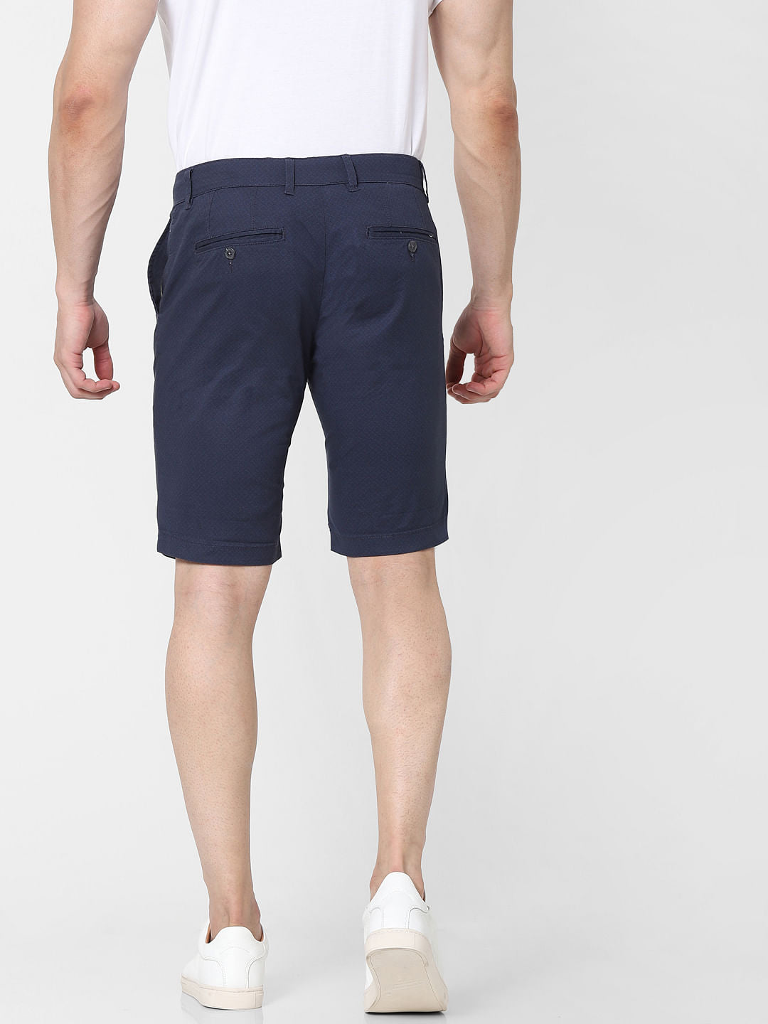 Blue Mid Rise Chino Shorts