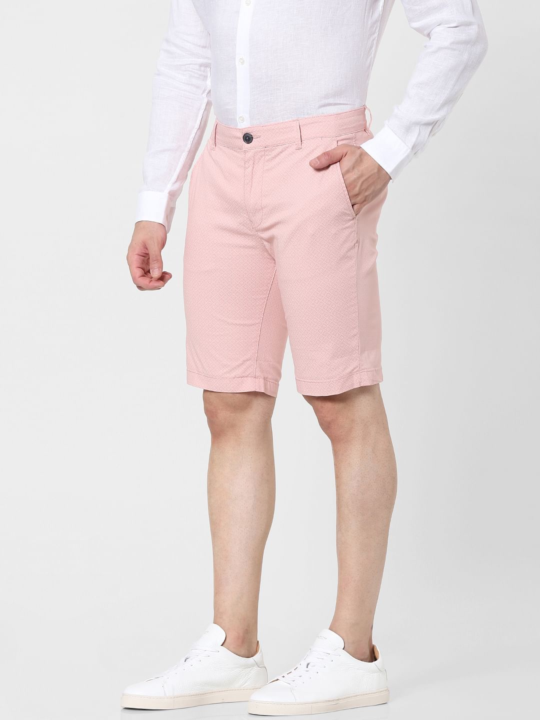 Pink Mid Rise Chino Shorts