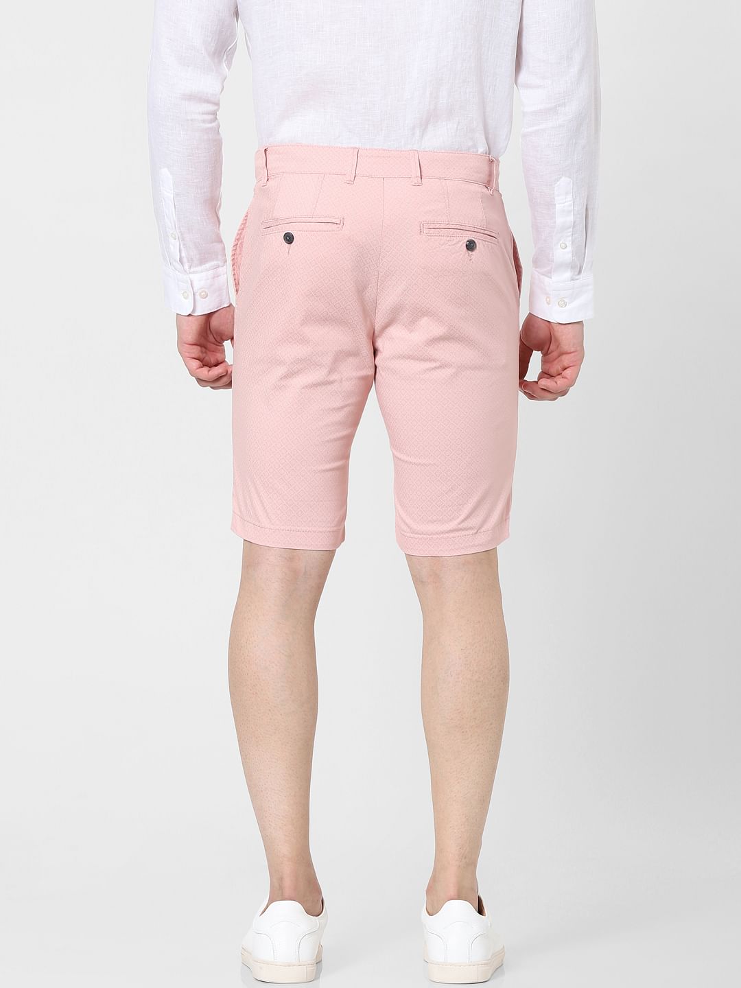 Pink Mid Rise Chino Shorts