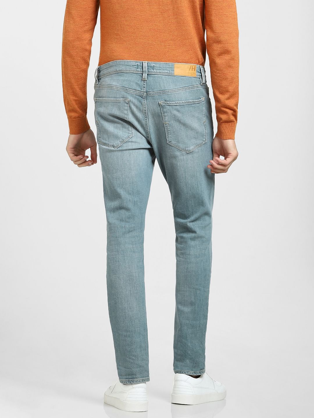 Light Blue Mid Rise Leon Slim Fit Jeans