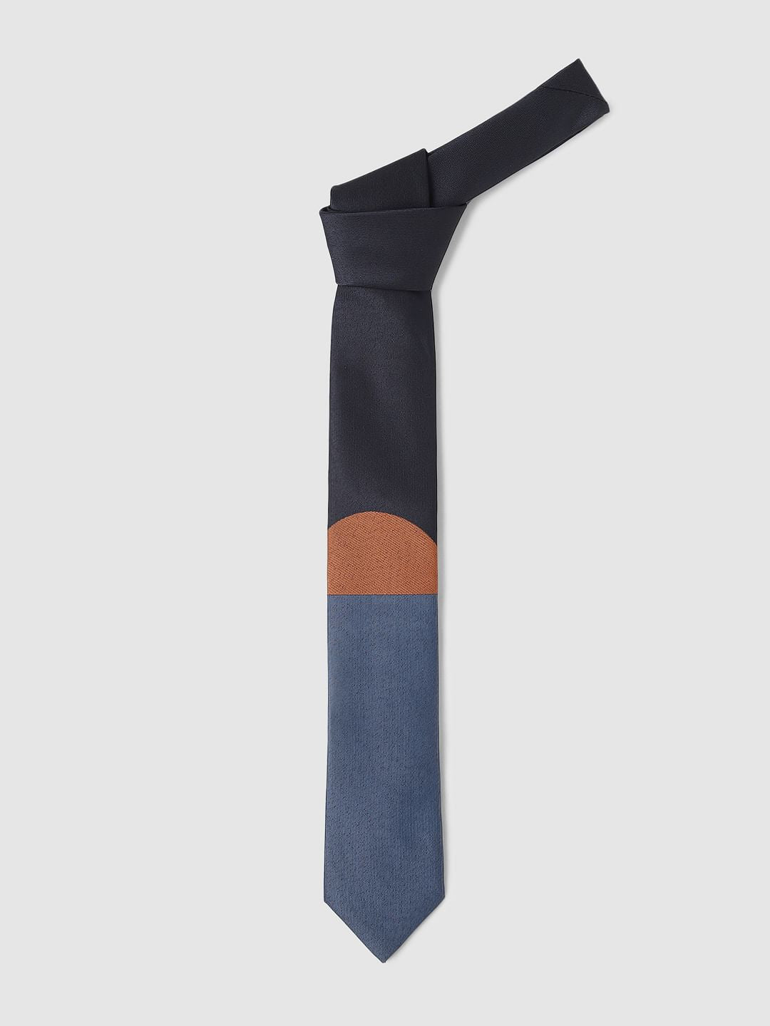 Navy Blue Colourblocked Tie