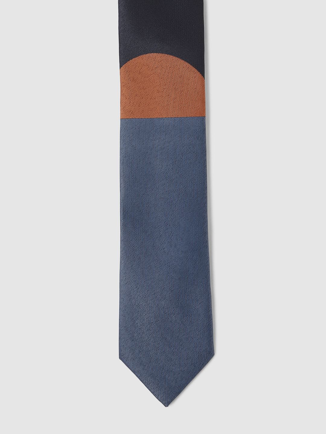 Navy Blue Colourblocked Tie