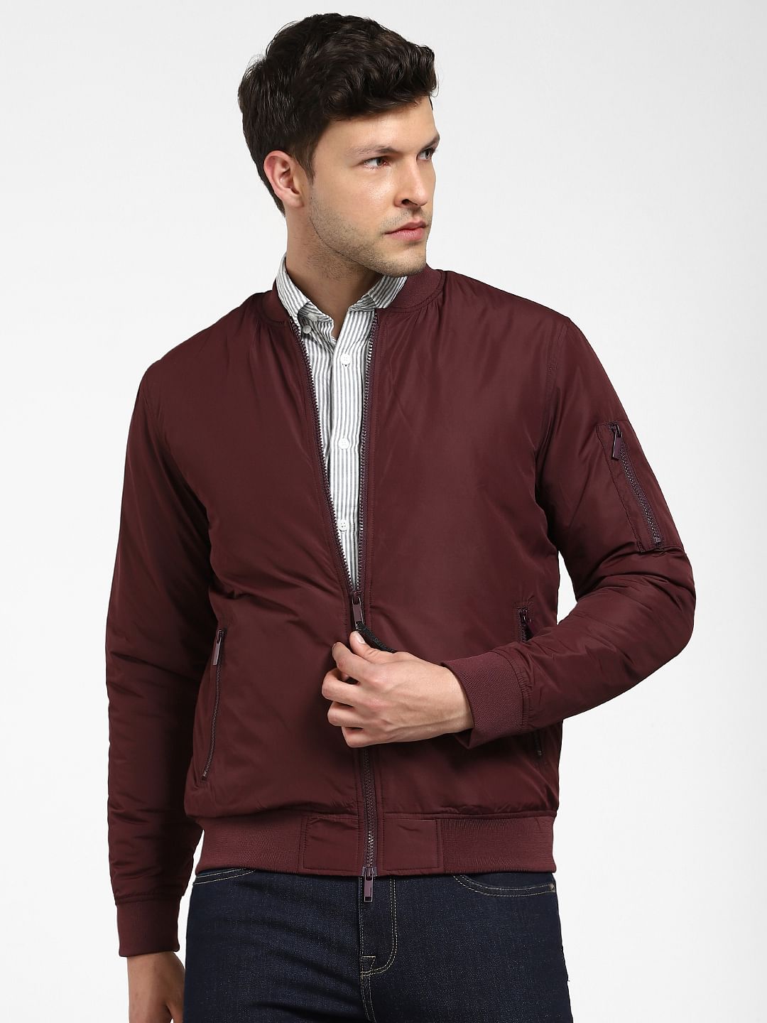 Burgundy Bomber Jacket - Main Image