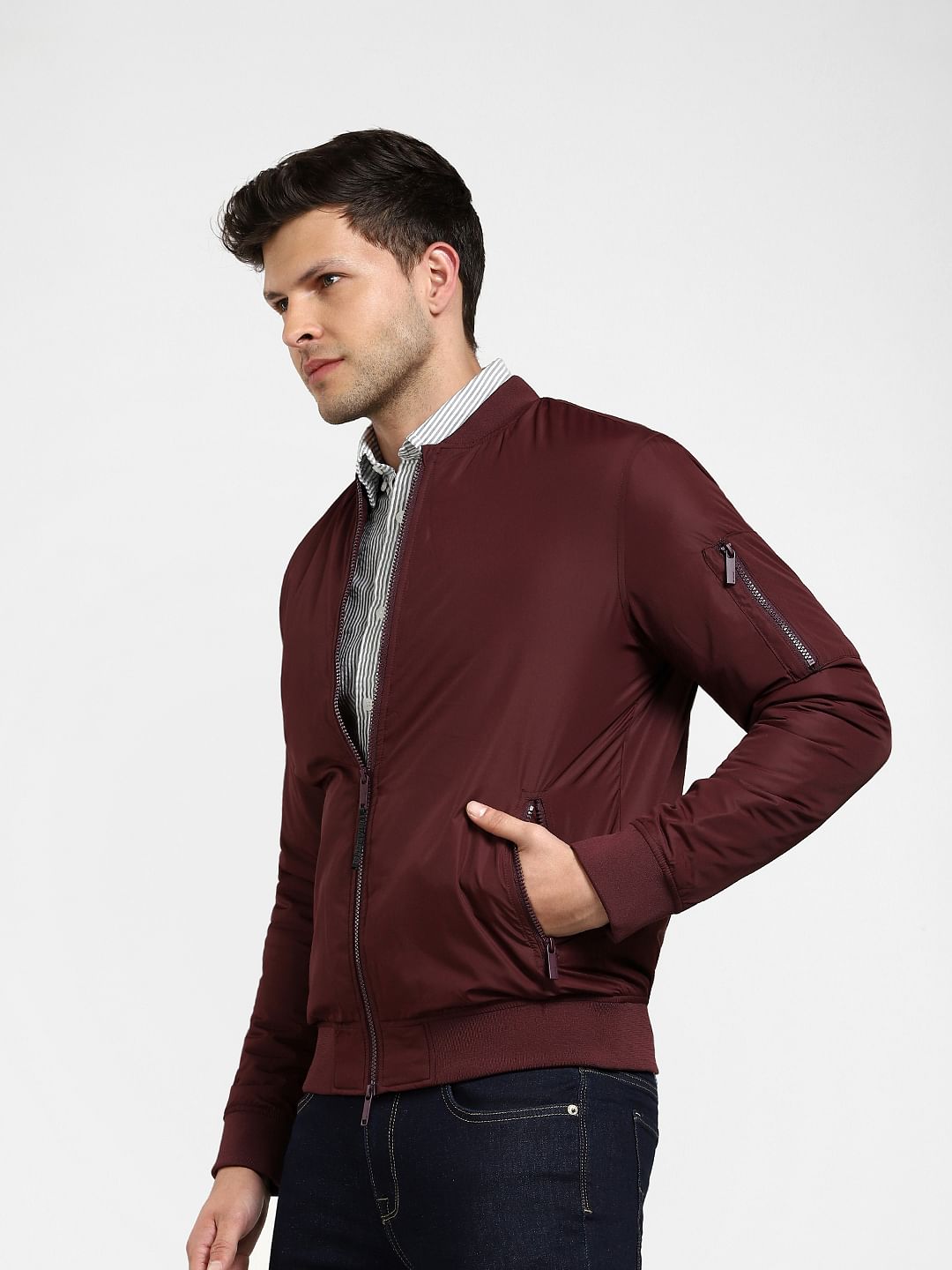 Burgundy Bomber Jacket