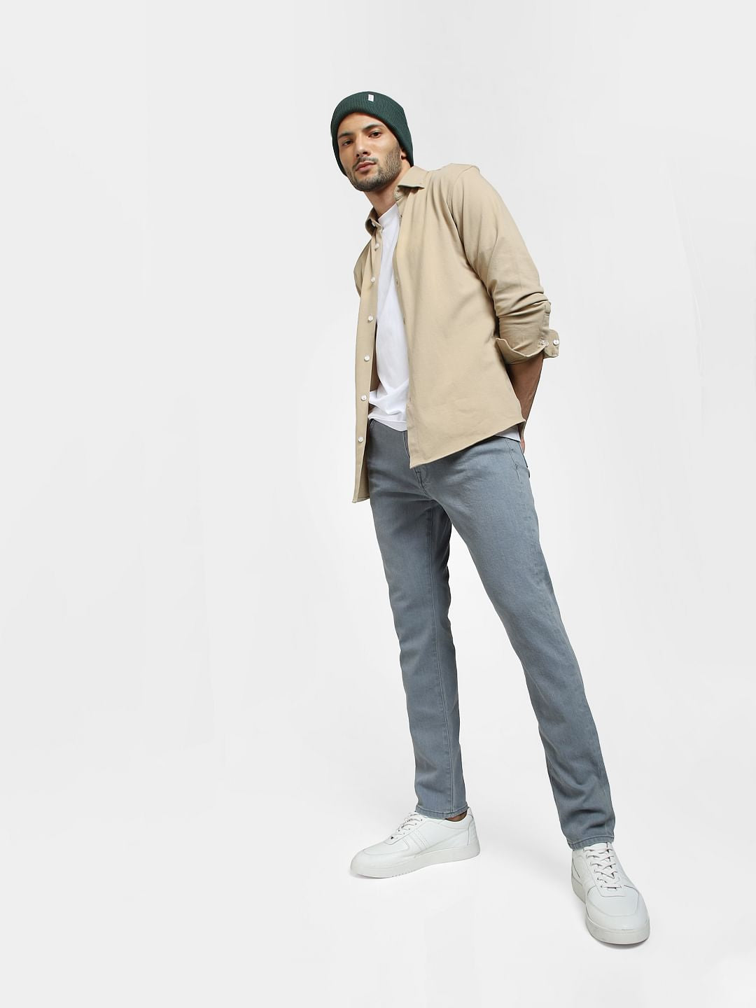 Blue Mid Rise Dyed Leon Slim Fit Jeans