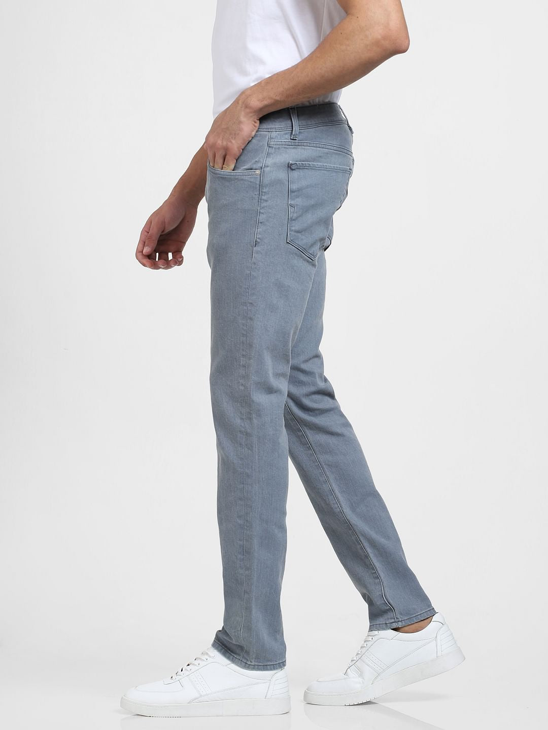 Blue Mid Rise Dyed Leon Slim Fit Jeans