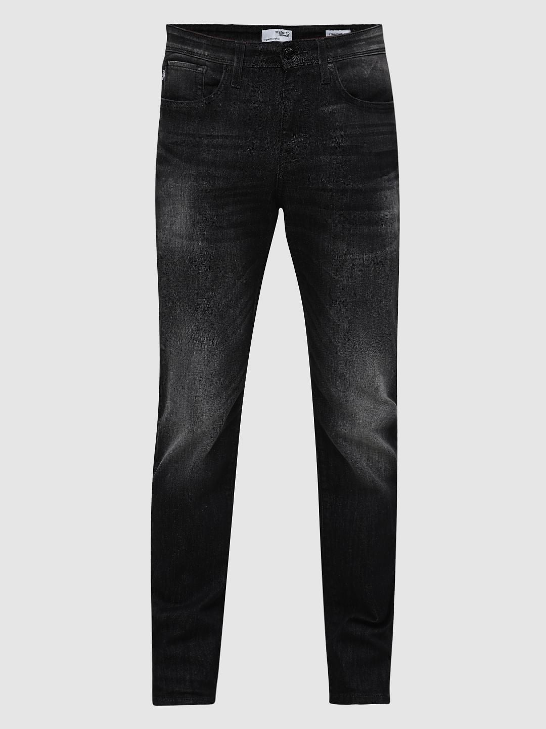 Grey Mid Rise Washed Regular Fit Jeans