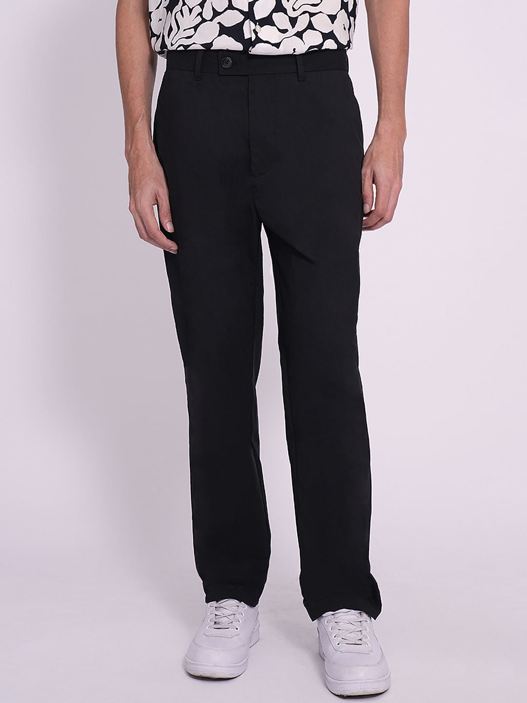Black Organic Cotton Straight Fit Pants
