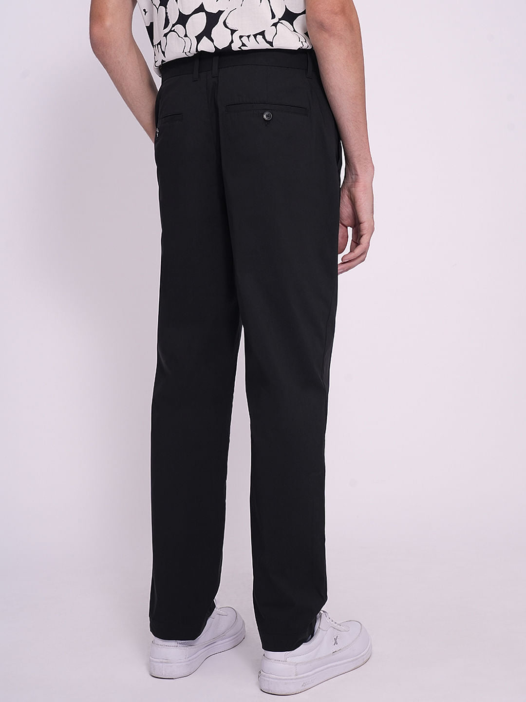 Black Organic Cotton Straight Fit Pants