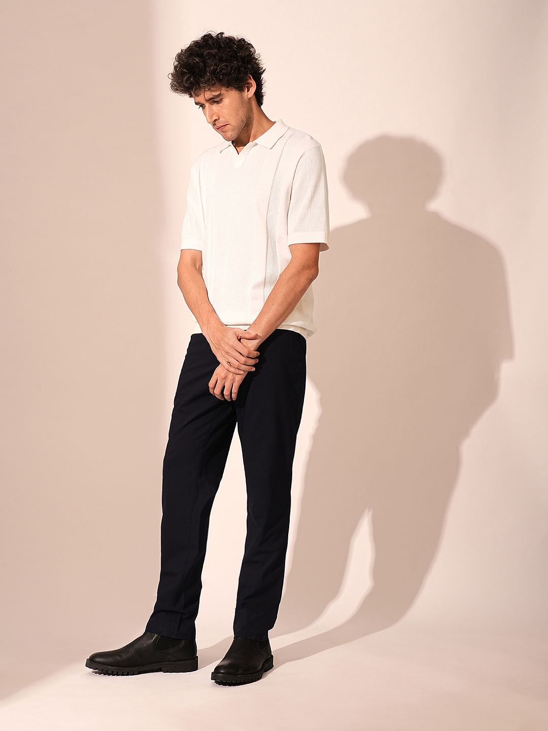 Beige Structured Knit Organic Cotton Polo