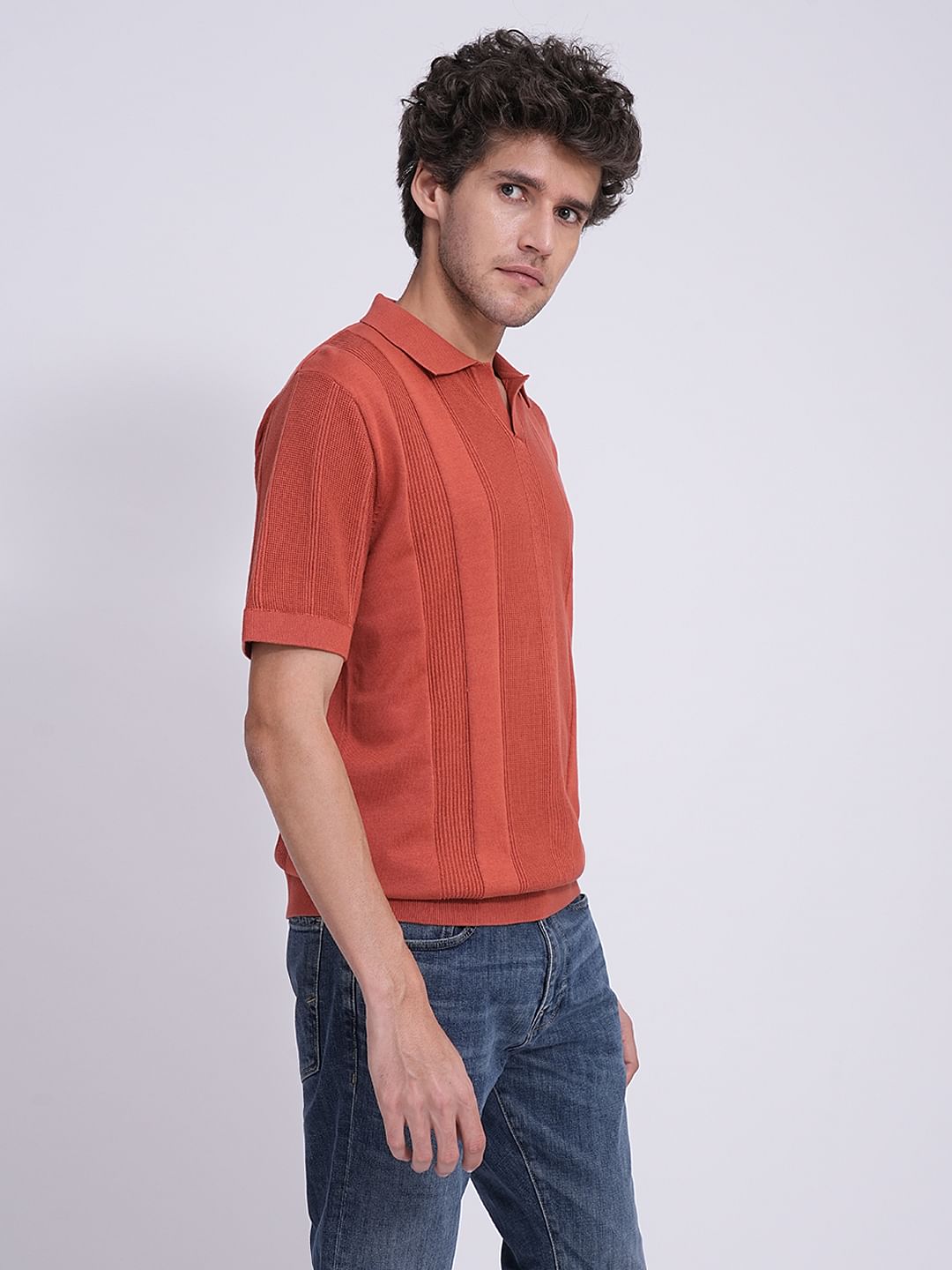 Red Structured Knit Organic Cotton Polo