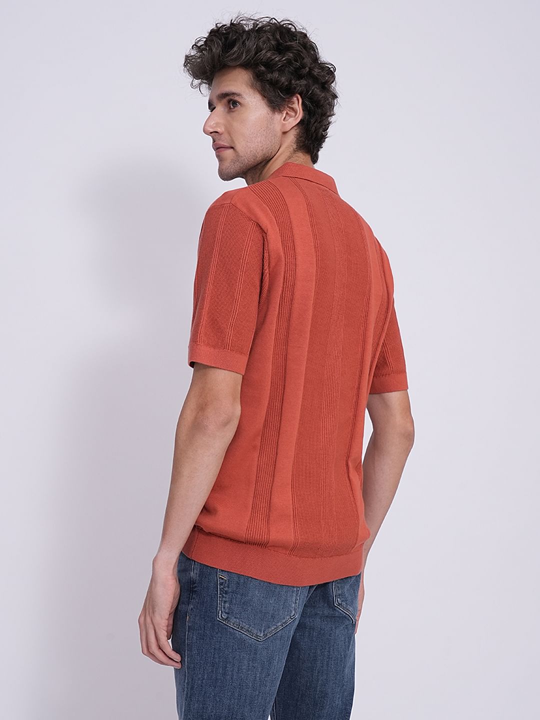 Red Structured Knit Organic Cotton Polo
