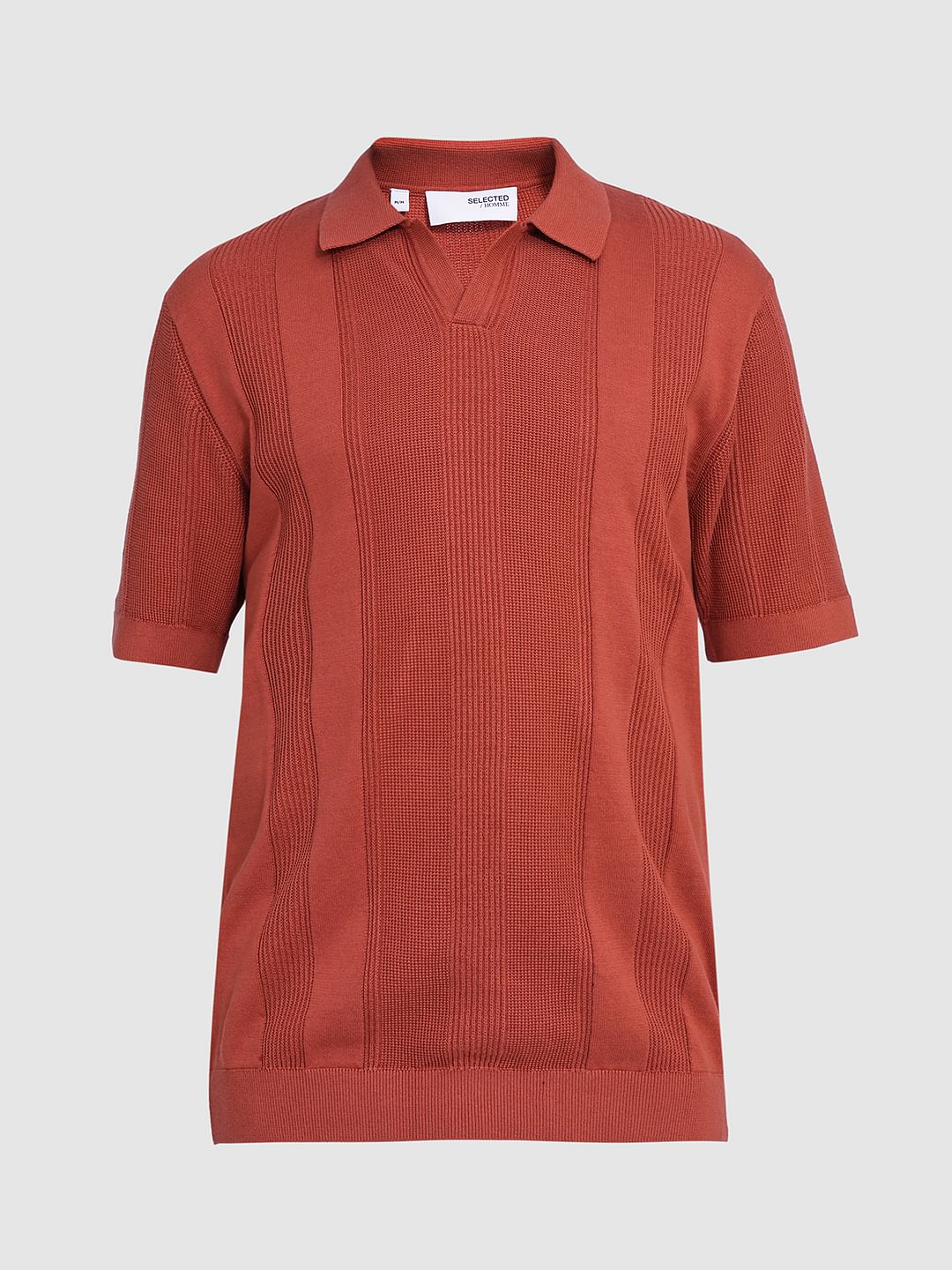 Red Structured Knit Organic Cotton Polo