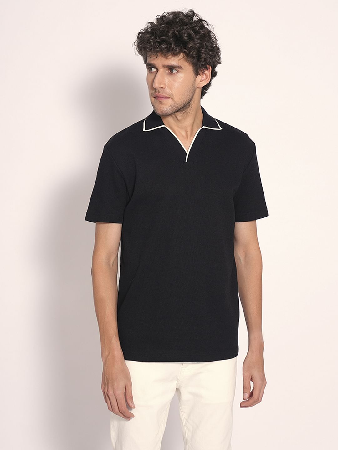 Black Split Neck Polo