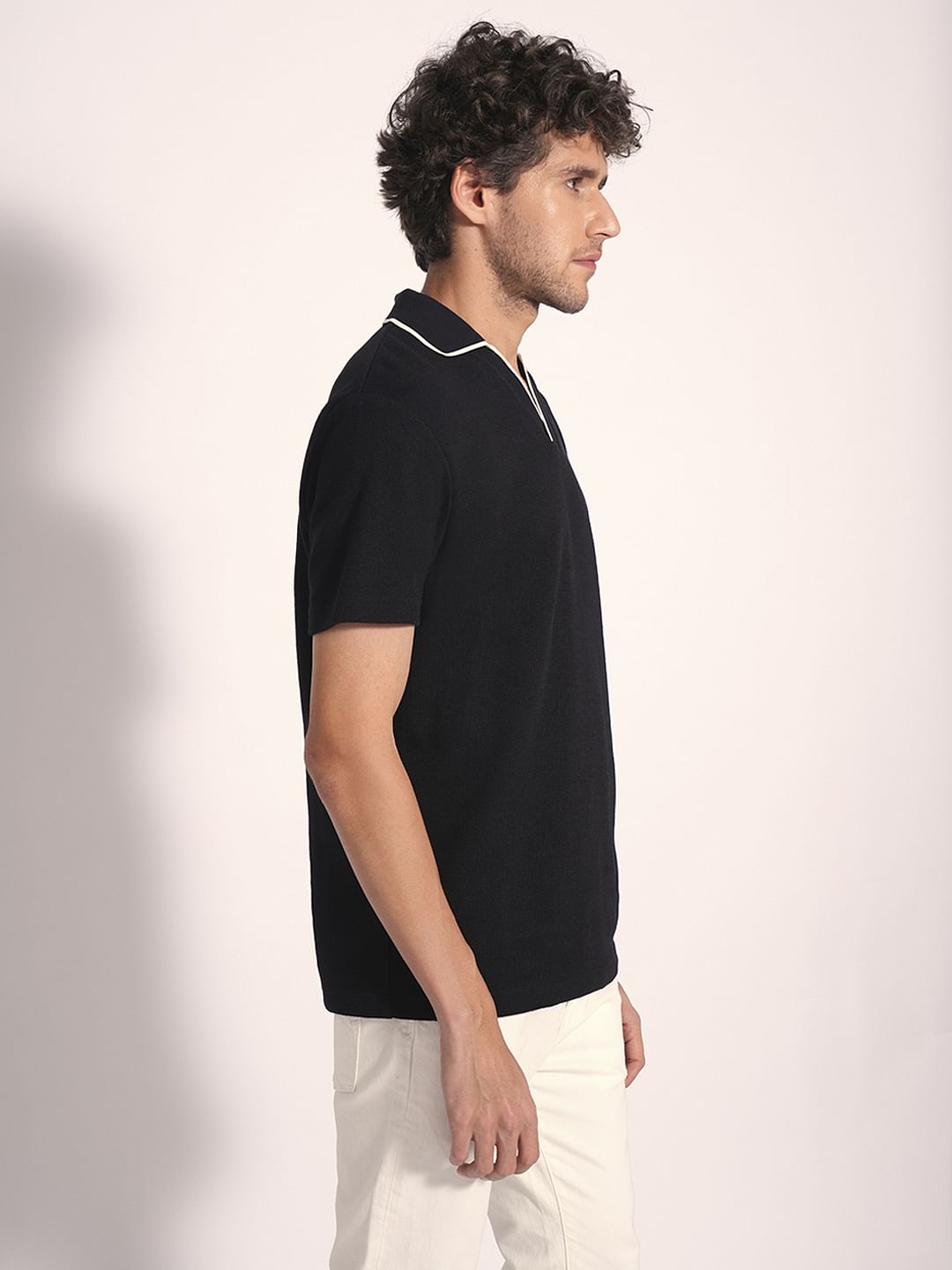 Black Split Neck Polo