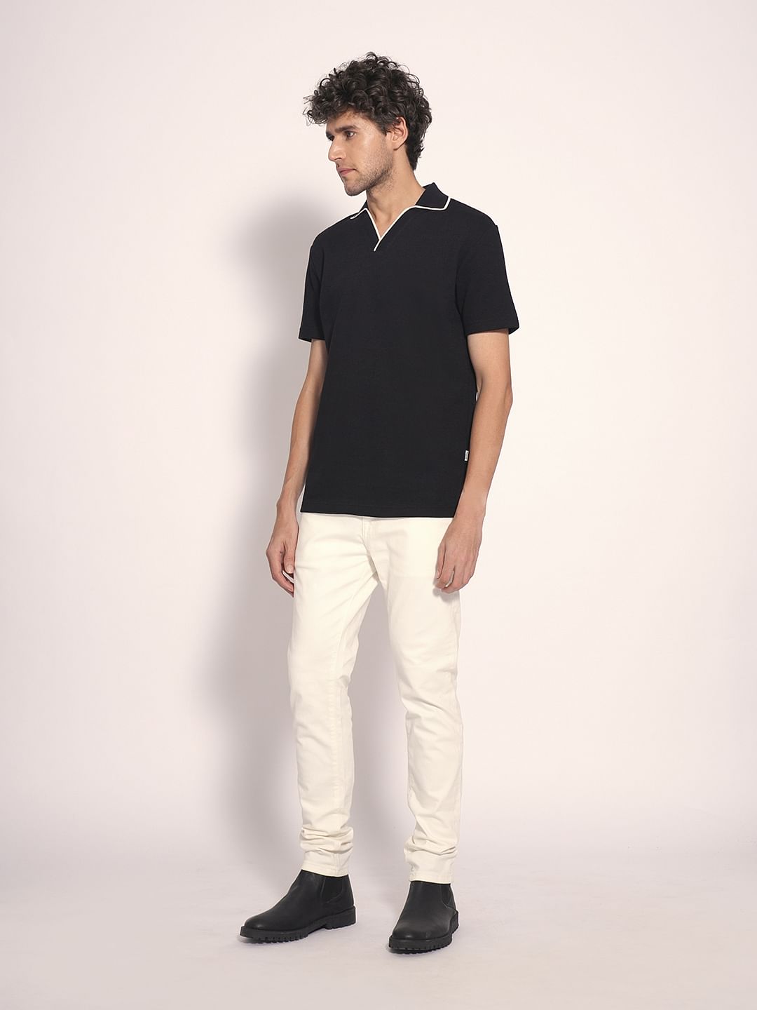 Black Split Neck Polo