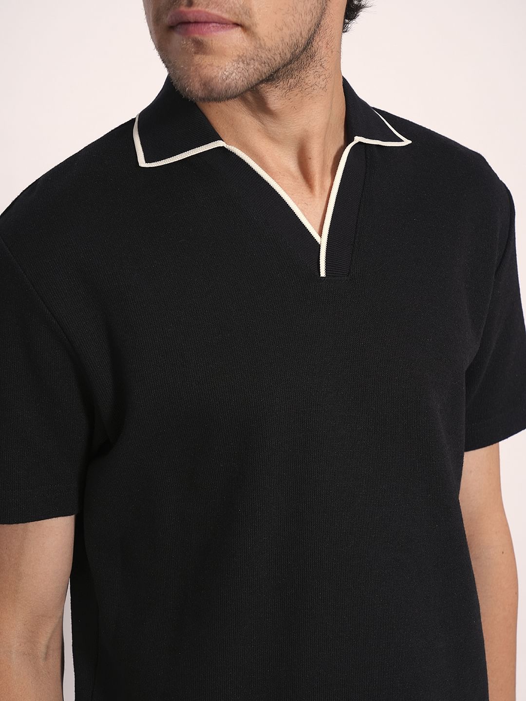 Black Split Neck Polo