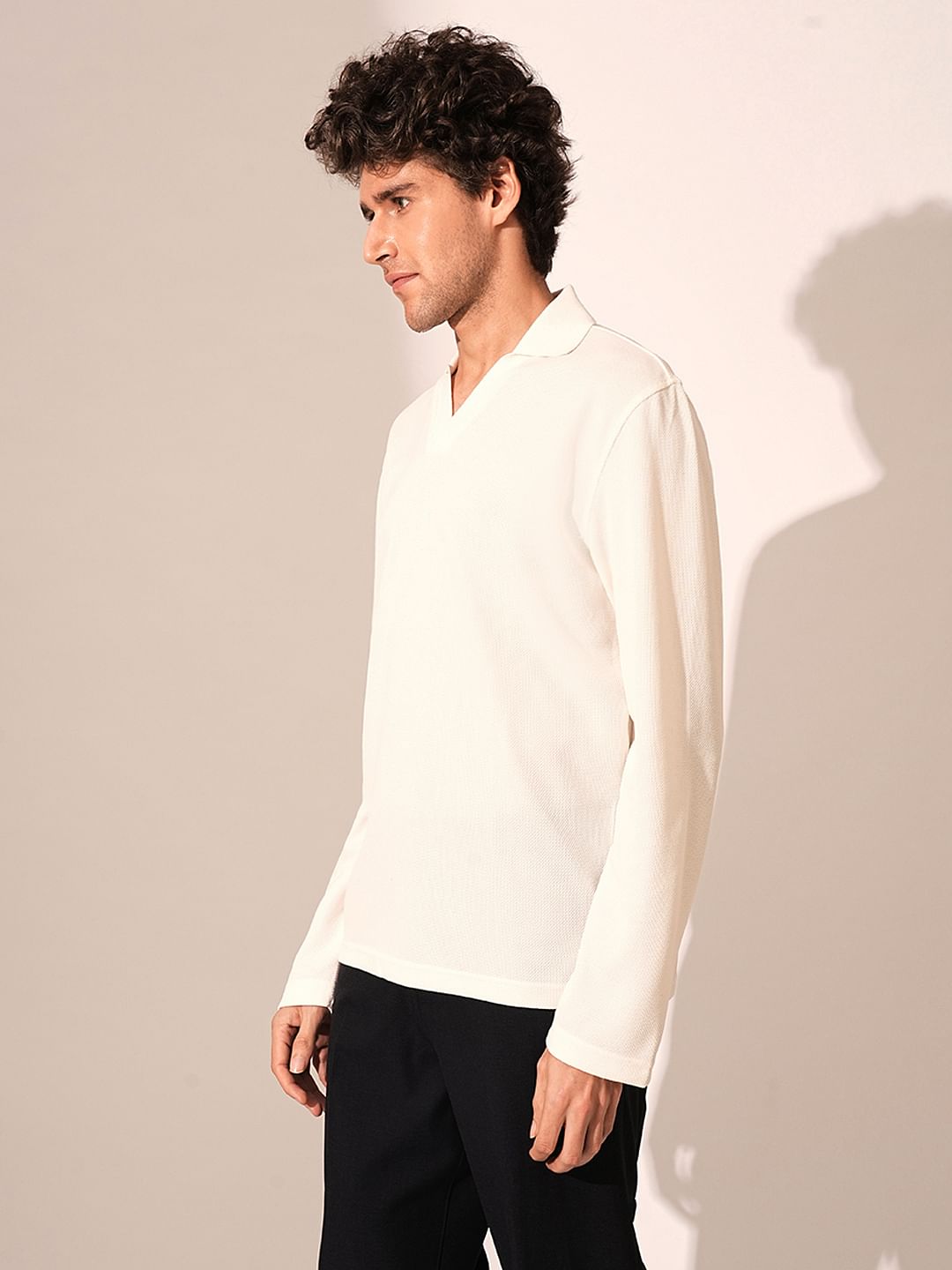 Beige Split Neck Polo