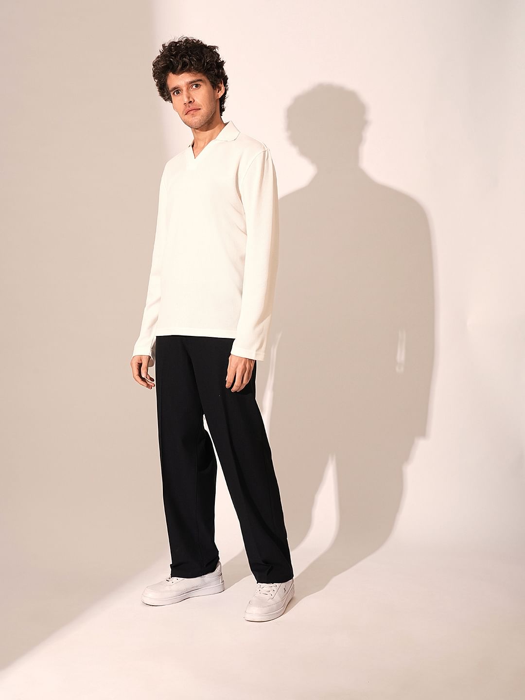 Beige Split Neck Polo