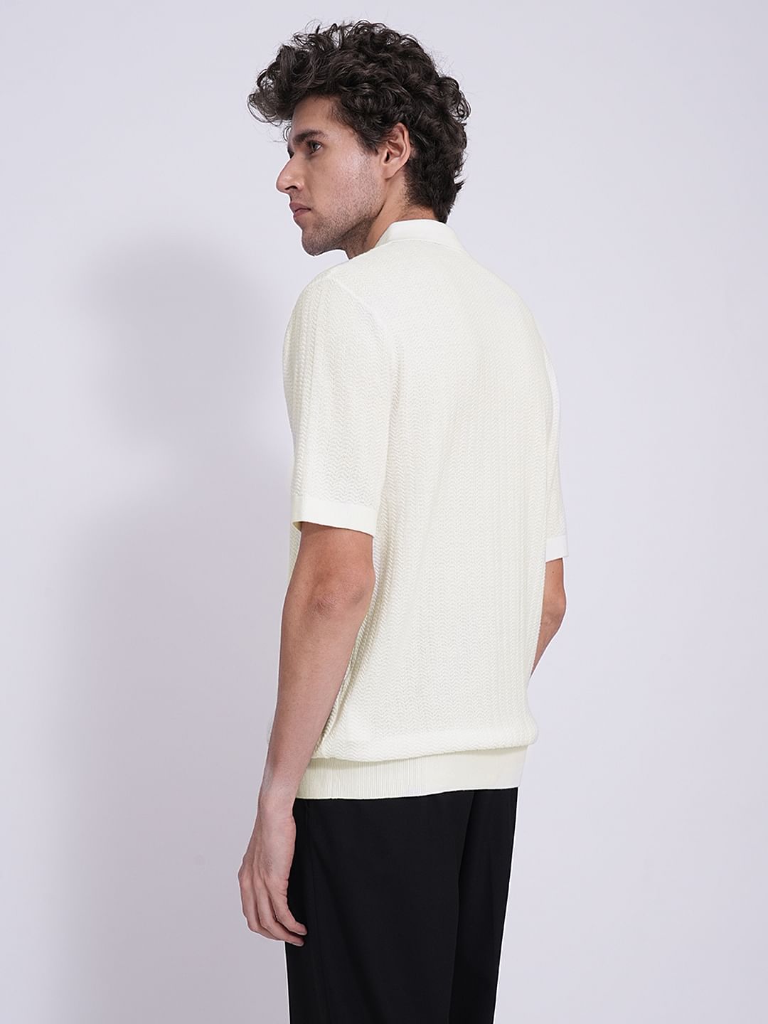 Beige Organic Cotton Zip Polo