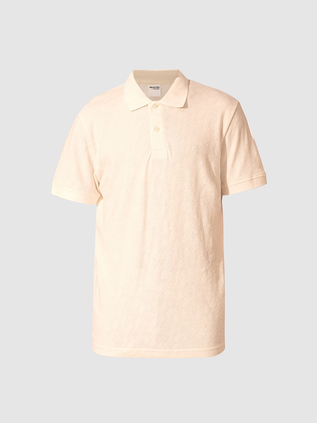 Beige Jacquard Organic Cotton Polo