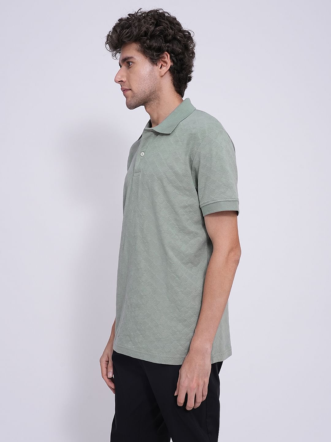 Green Jacquard Organic Cotton Polo