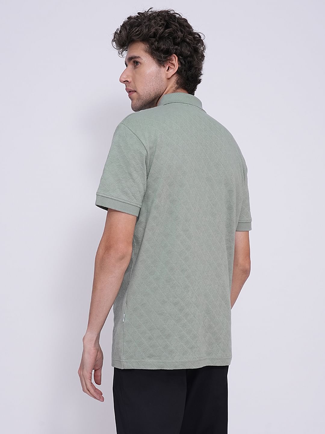 Green Jacquard Organic Cotton Polo